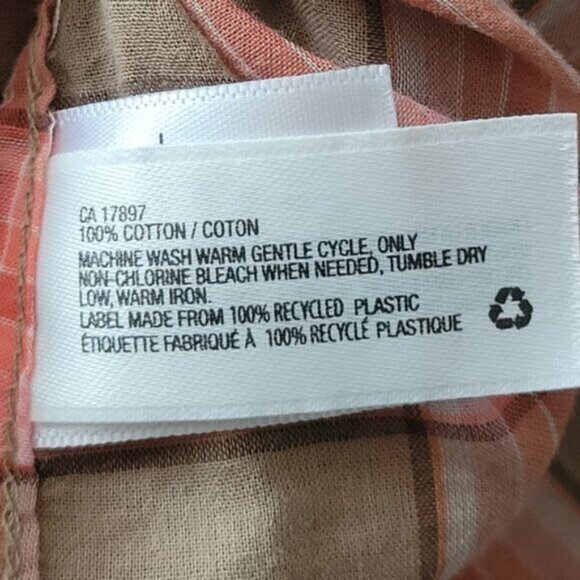 GAP Plaid Button Down Shirt Pink Tan Women's Size XS - Picture 6 of 10